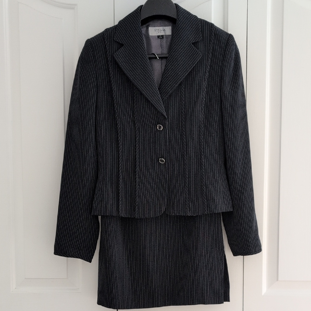 Vintage Navy Pinstripe Skirt Set